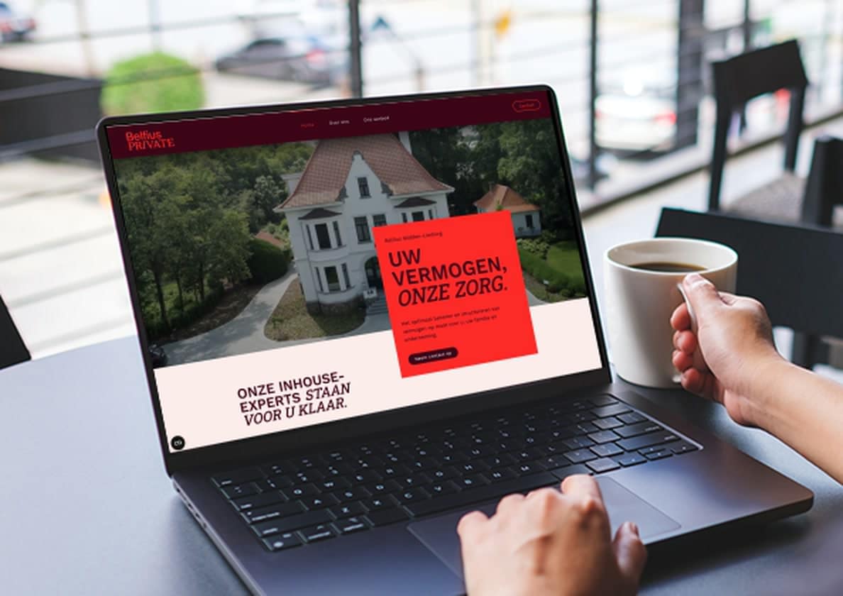 Case Belfius Midden-Limburg – website op laptop, webdesign door Huskii